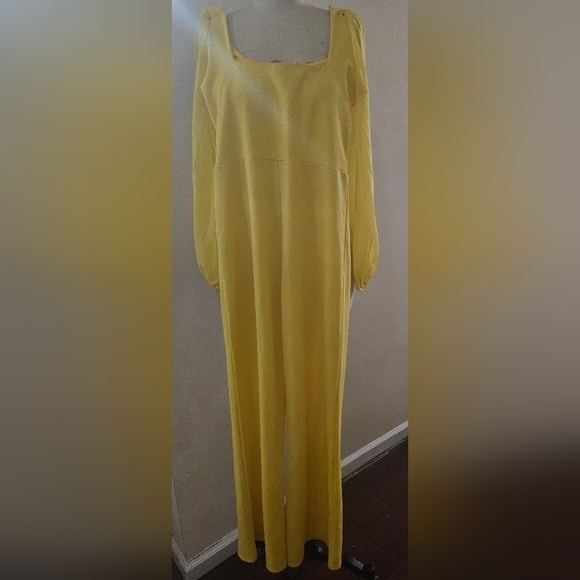 Womens jumpsuit size medium yellow long sleeves - Picture 5 of 6